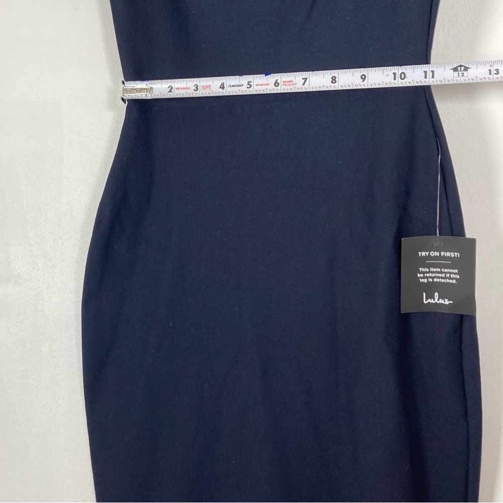 Lulus How Much I Care Off-The-Shoulder Midi Dress Basic Sleeved Blue XS - Picture 6 of 16